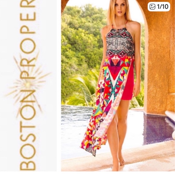 Boston Proper Dresses & Skirts - Boston Proper Multicolor Halter Maxi Dress Beach, summer, vacation, resort